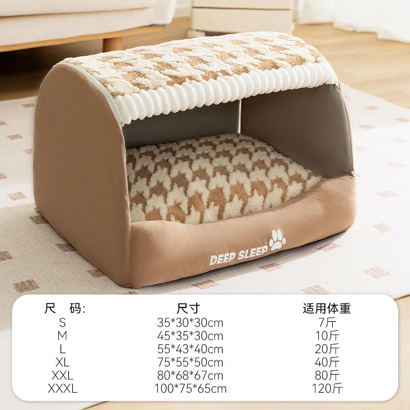 Big Dog Kennel Warm Winter Dog House Mat Detachable Washable Dogs Bed Nest Deep Sleep Tent for Medium Large Dogs House Supplies
