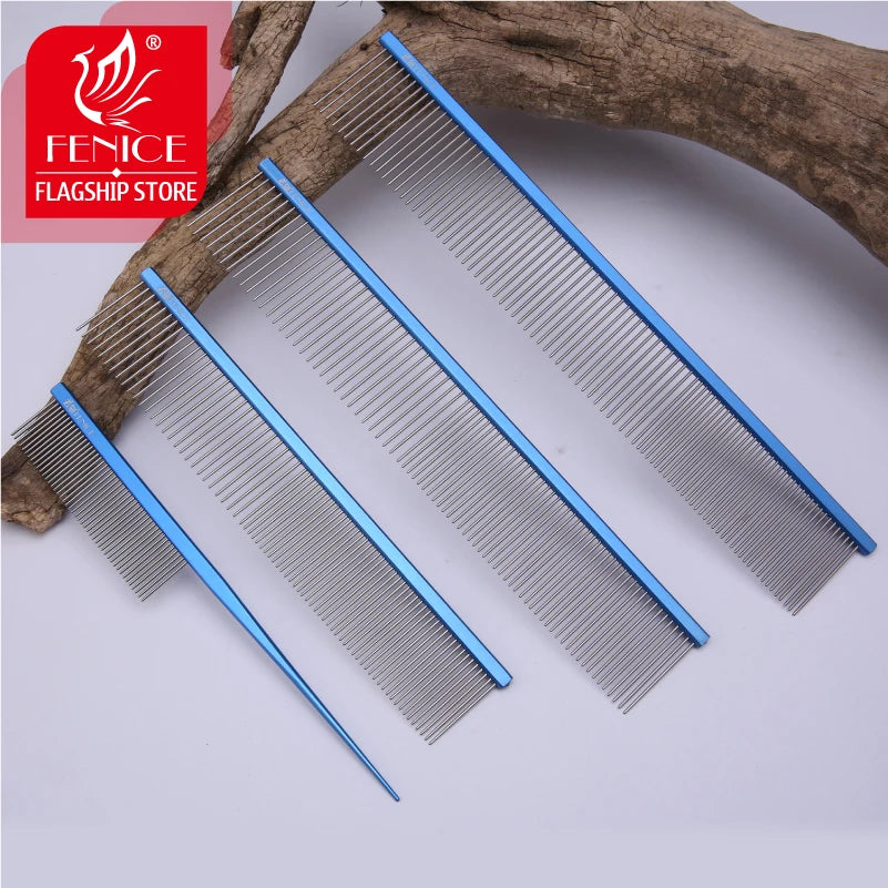Fenice Metal Comb for Dogs Stainless Steel Pet Dog Cat Pin Comb Hair Brush Hairbrush Flea Comb Pets Acessorios Pet Grooming