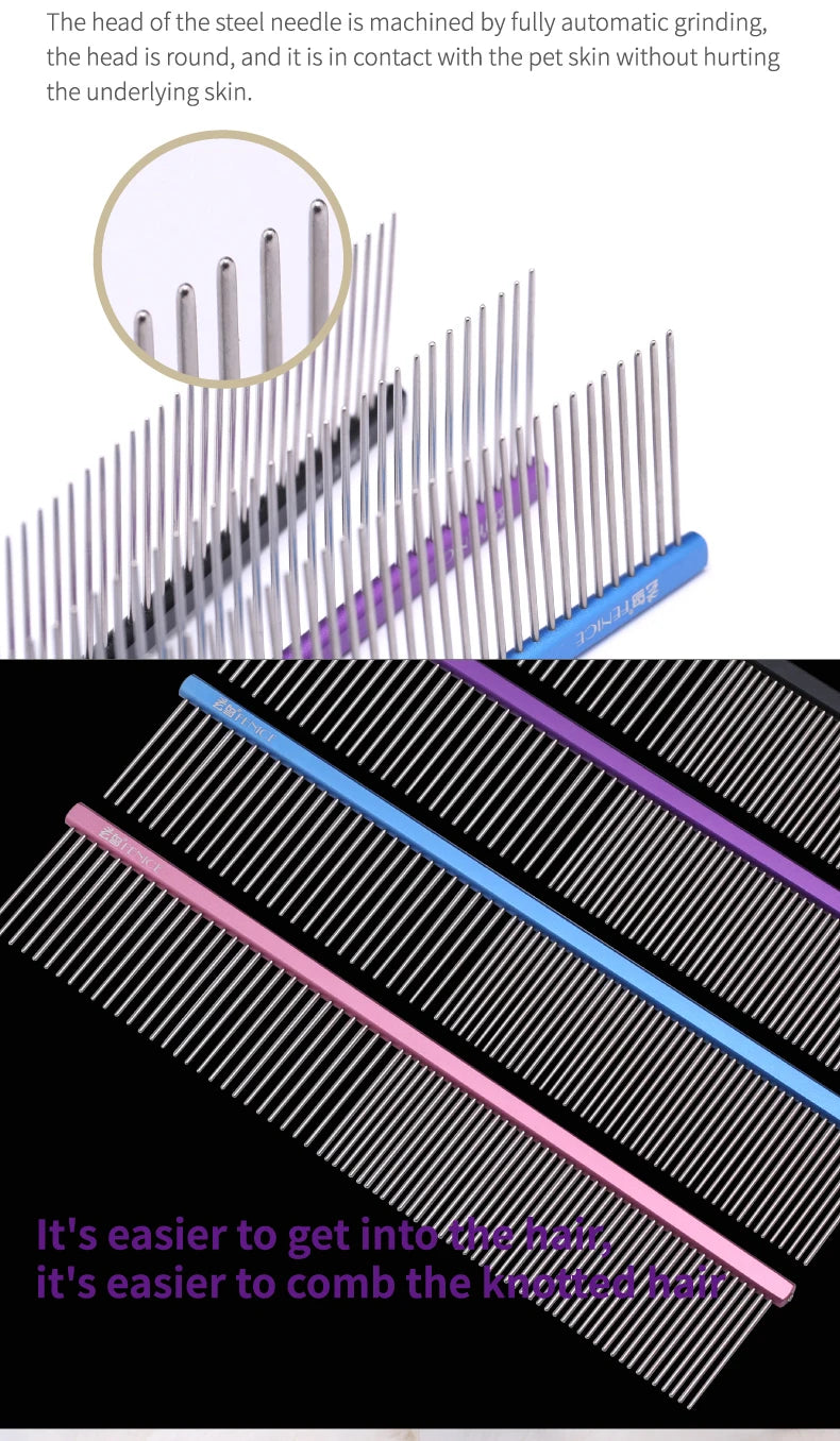 Fenice Metal Comb for Dogs Stainless Steel Pet Dog Cat Pin Comb Hair Brush Hairbrush Flea Comb Pets Acessorios Pet Grooming