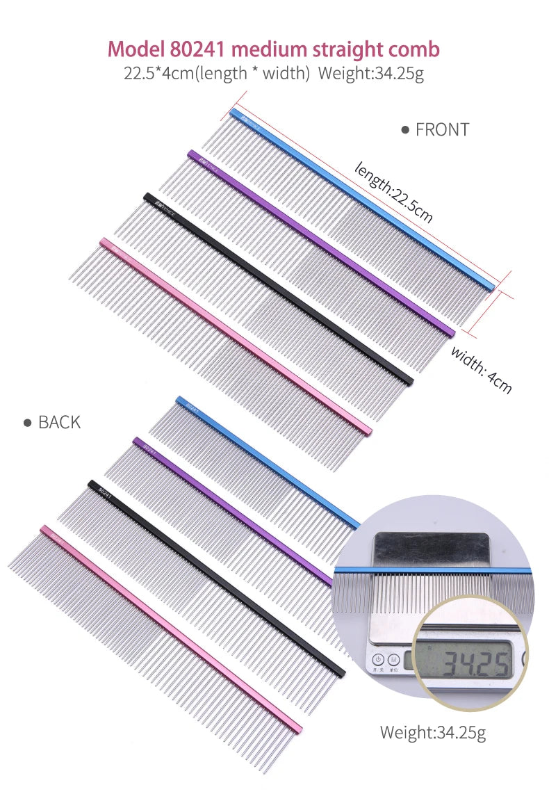 Fenice Metal Comb for Dogs Stainless Steel Pet Dog Cat Pin Comb Hair Brush Hairbrush Flea Comb Pets Acessorios Pet Grooming