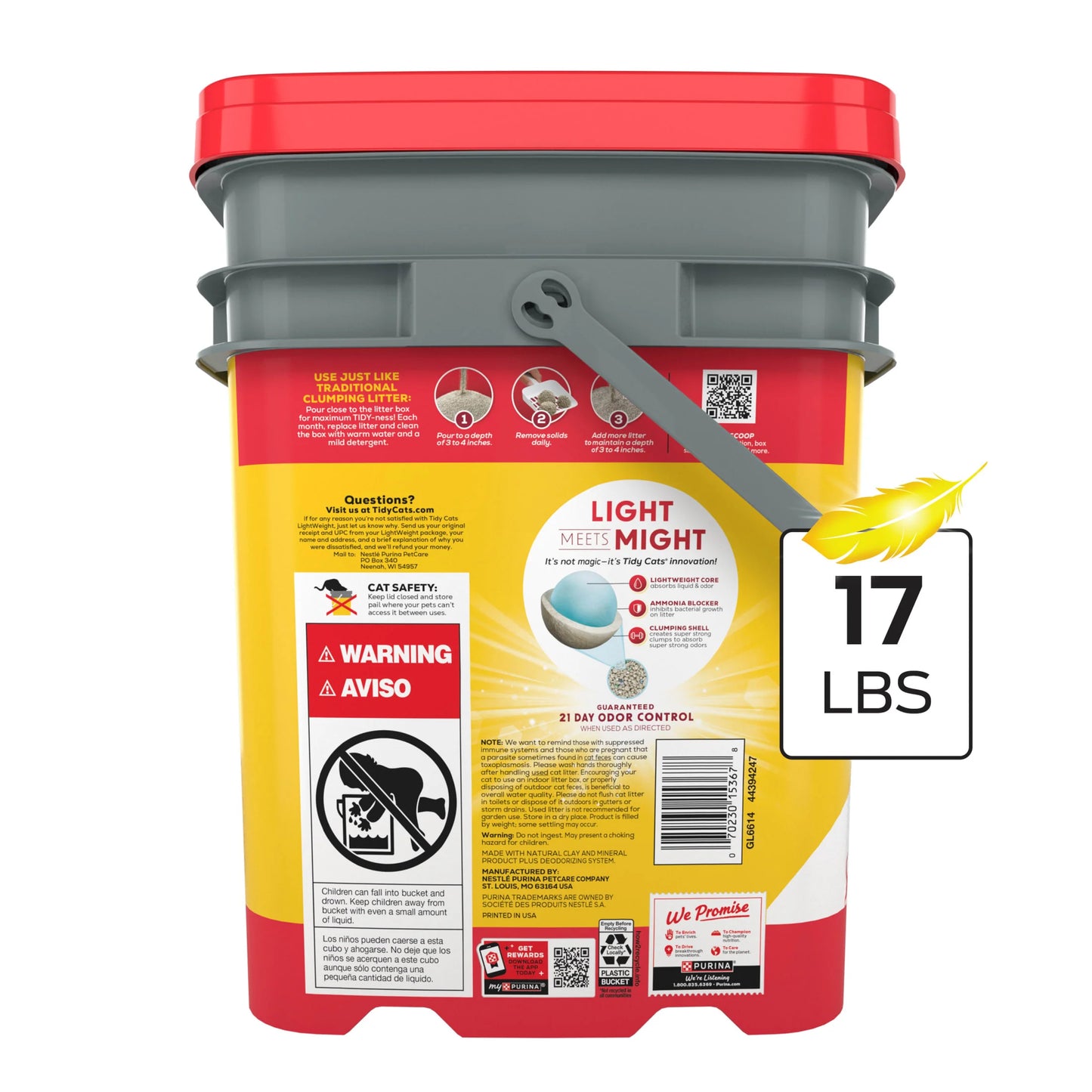 Purina 24/7 Performance Lightweight Cat Litter with Clean Linen Fragrance in 17 lb Resealable Pail