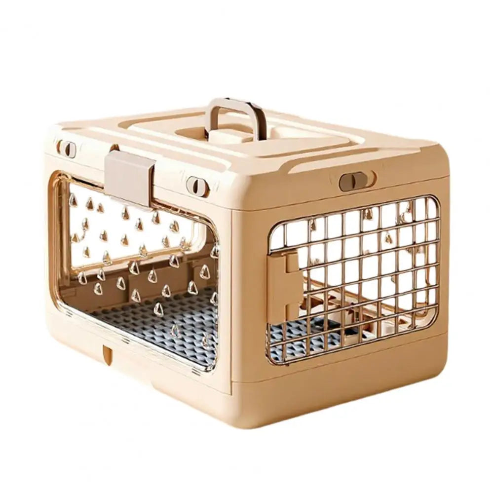 2 in 1 Collapsible Pet Travel Carrier Foldable Hard Plastic Cat Dog Kennel with Urine Pad for Outdoor Travel