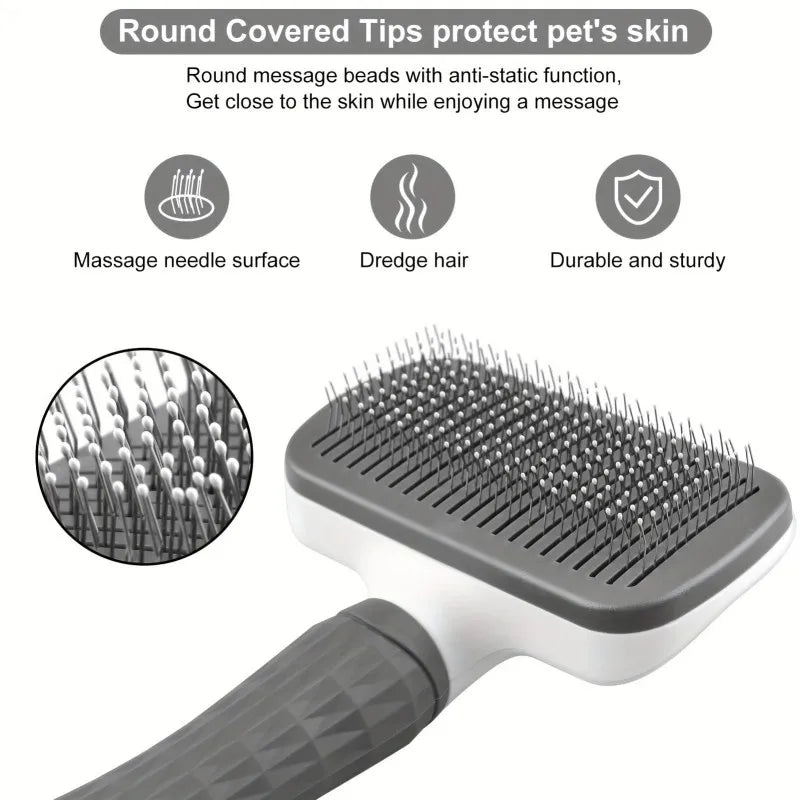 Universal Pet Detangling Brush, Massages Out Knots & Mats. 19cm, for Long/Short Hair, Soothing