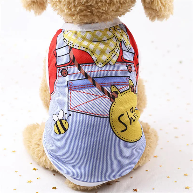 Cartoon Clothing Shirt Casual T-Shirt for Small Pet Supplies Puppy Dogs Soft Vests Summer Pet Dog Clothes