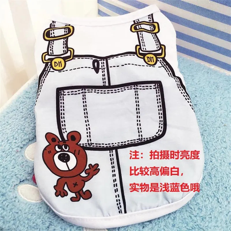 Cartoon Clothing Shirt Casual T-Shirt for Small Pet Supplies Puppy Dogs Soft Vests Summer Pet Dog Clothes