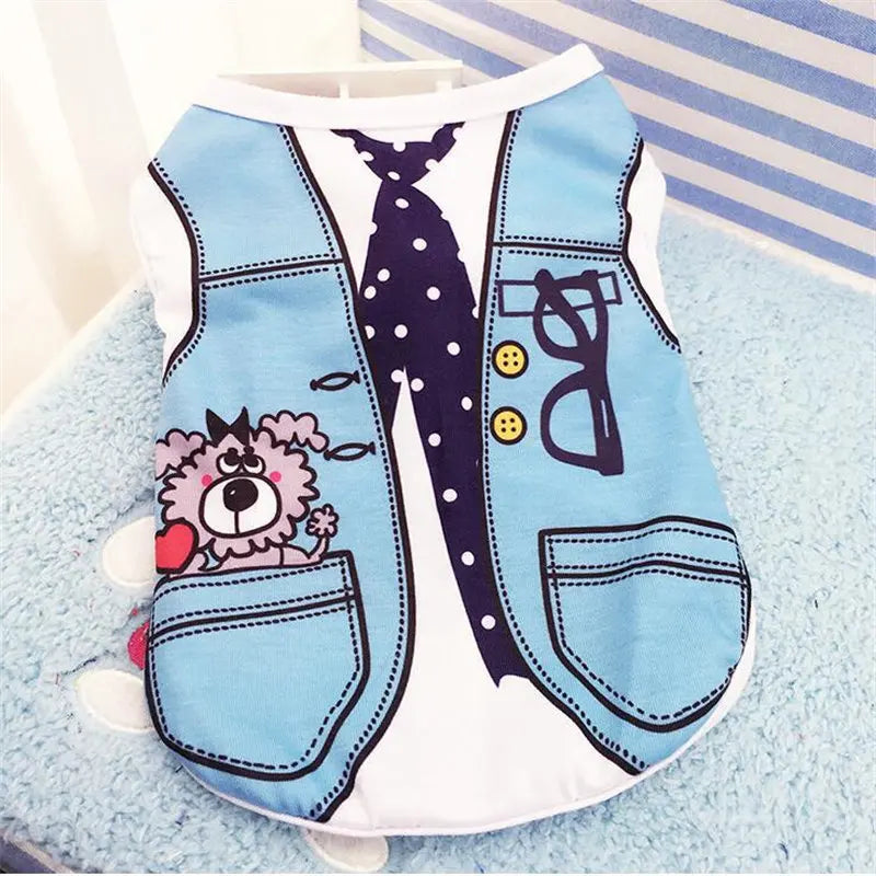 Cartoon Clothing Shirt Casual T-Shirt for Small Pet Supplies Puppy Dogs Soft Vests Summer Pet Dog Clothes