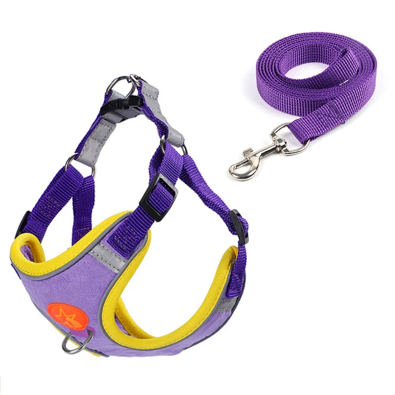 Small Medium Dogs Harness Vest Walking Traction Rope Reflective Straps, Soft Mesh Harness Breathable Pet Supplies