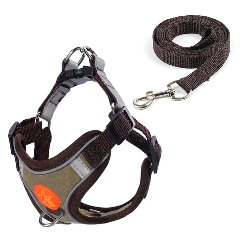 Small Medium Dogs Harness Vest Walking Traction Rope Reflective Straps, Soft Mesh Harness Breathable Pet Supplies
