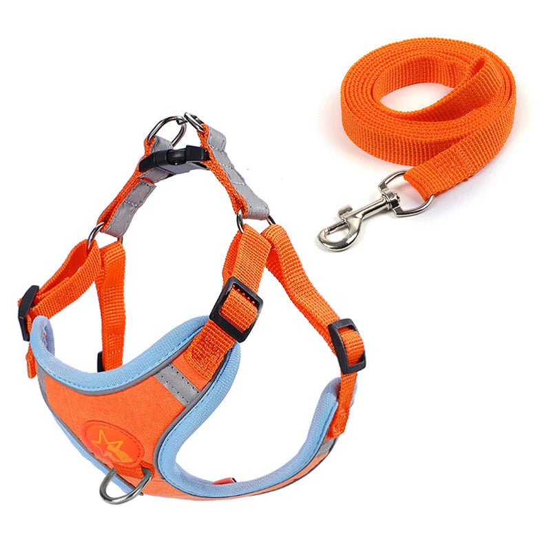 Small Medium Dogs Harness Vest Walking Traction Rope Reflective Straps, Soft Mesh Harness Breathable Pet Supplies