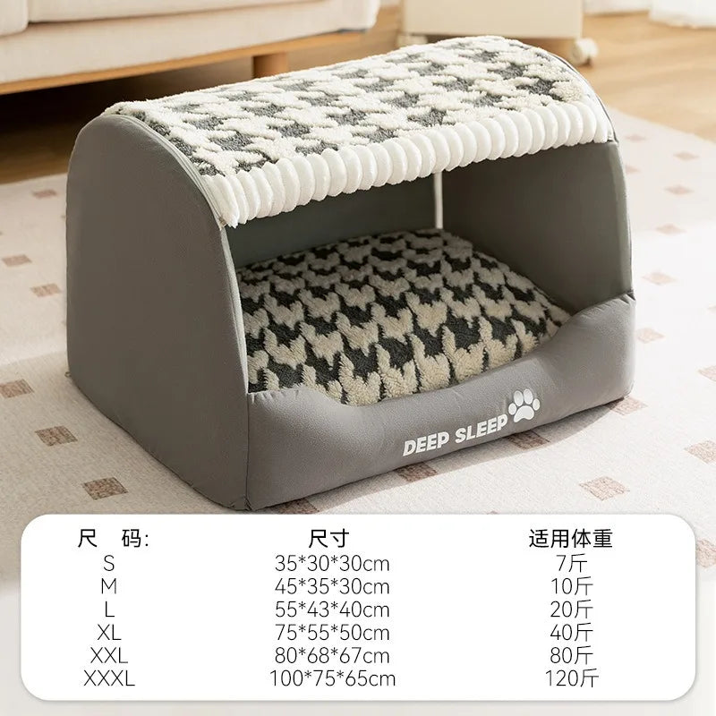 Big Dog Kennel Warm Winter Dog House Mat Detachable Washable Dogs Bed Nest Deep Sleep Tent for Medium Large Dogs House Supplies