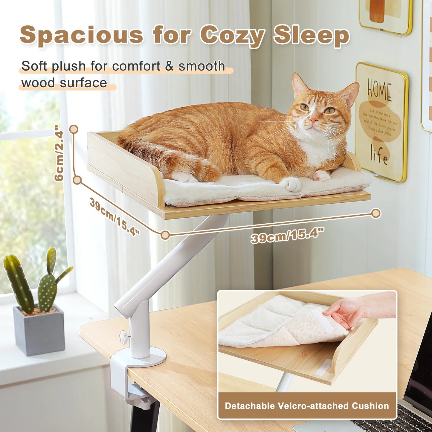 Cat Desk Bed, 360° Rotatable Cat Bed Stand for Indoor Cats, Adjustable Cat Basket, Cats Hammock for Table, Soft Cat Bed for Desk