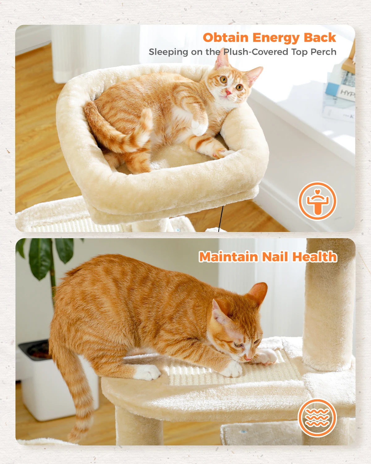 Cat tree Cat Tower for Indoor Cats 2 Styles Cat Activity Tree with Cat Scratching Posts Big Hammock and Removable Top Perch Grey