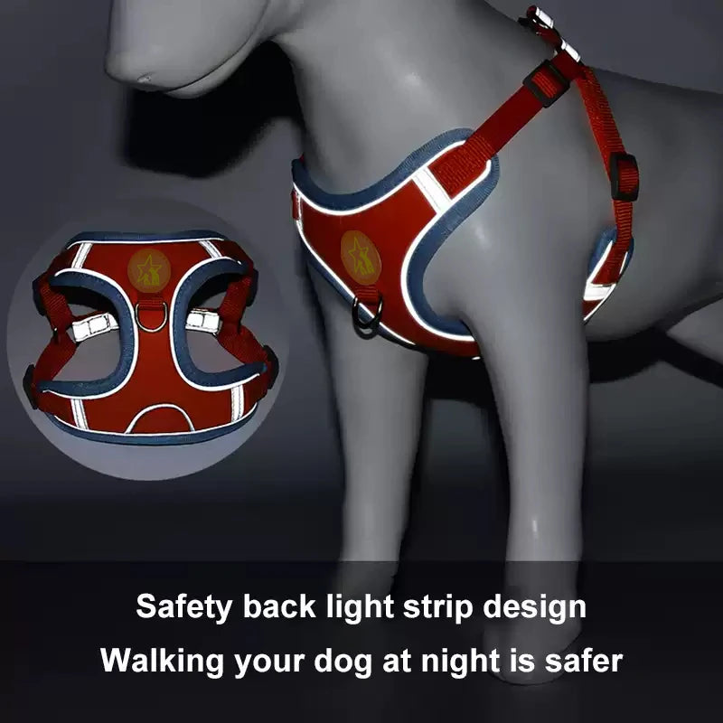 Small Medium Dogs Harness Vest Walking Traction Rope Reflective Straps, Soft Mesh Harness Breathable Pet Supplies