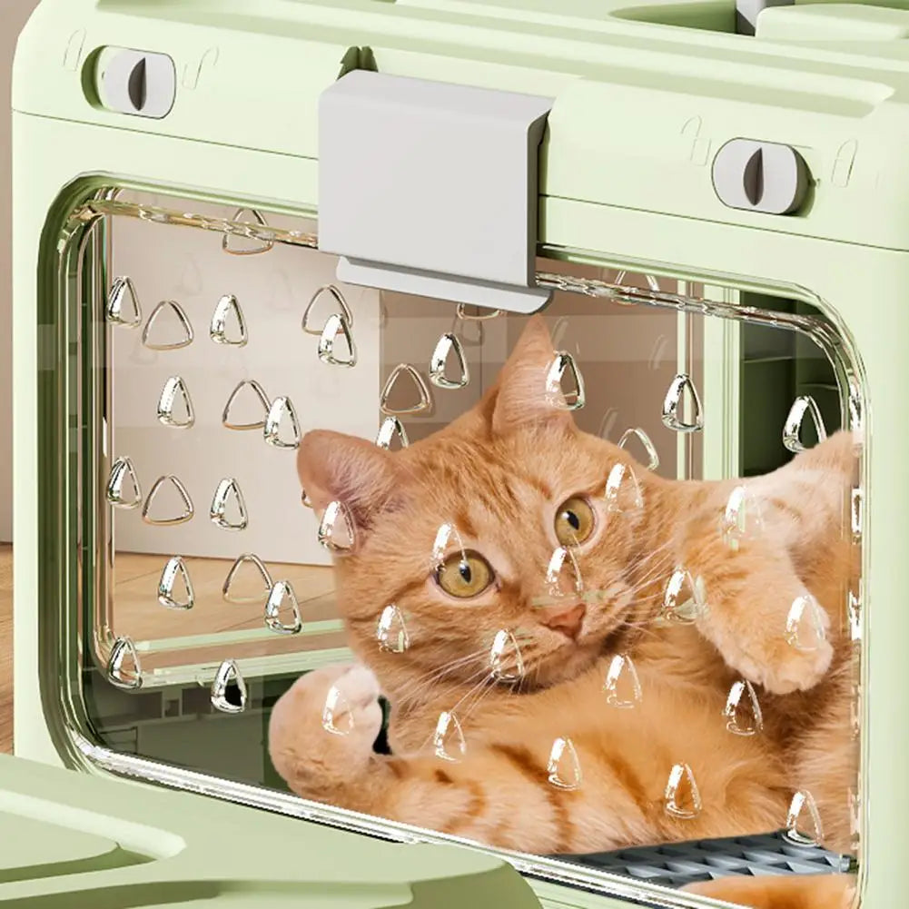 2 in 1 Collapsible Pet Travel Carrier Foldable Hard Plastic Cat Dog Kennel with Urine Pad for Outdoor Travel