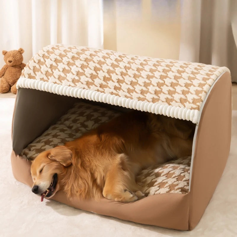 Big Dog Kennel Warm Winter Dog House Mat Detachable Washable Dogs Bed Nest Deep Sleep Tent for Medium Large Dogs House Supplies