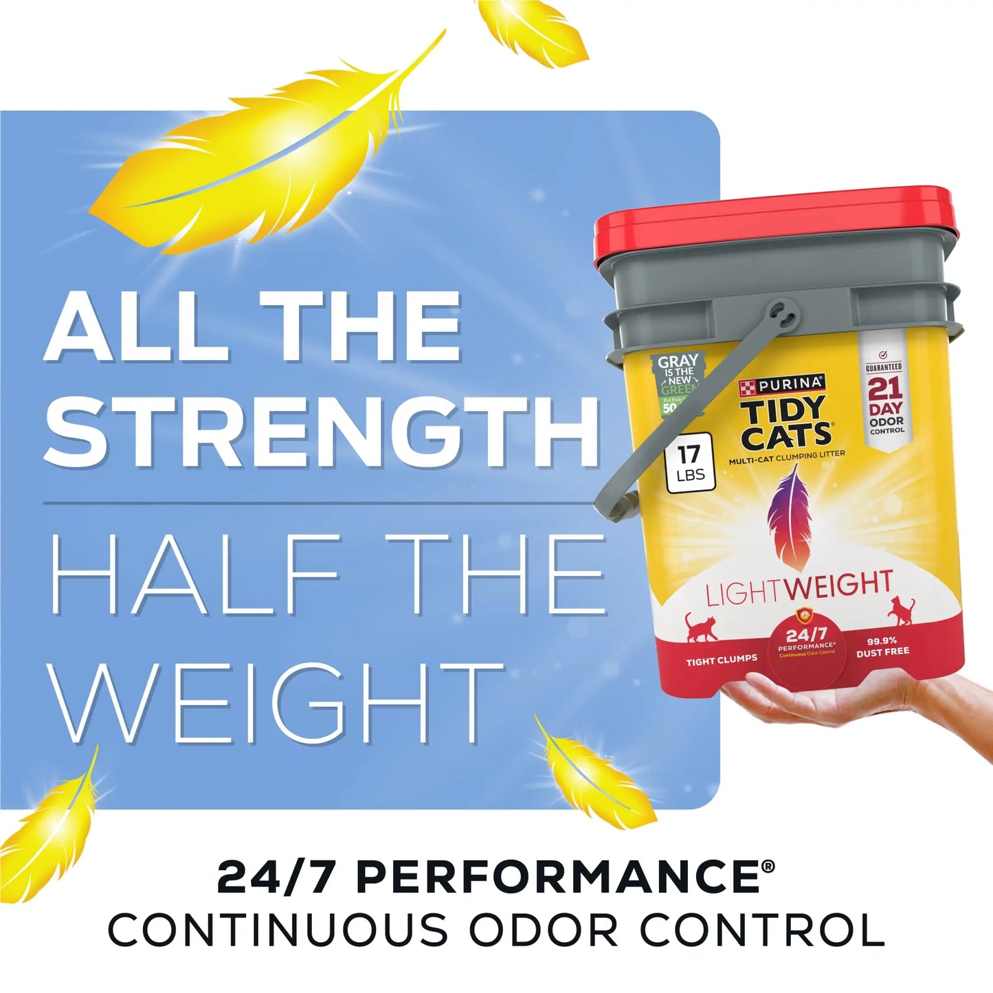 Purina 24/7 Performance Lightweight Cat Litter with Clean Linen Fragrance in 17 lb Resealable Pail