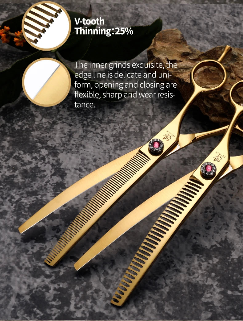 Fenice High-end 7.25 inch Professional Pet Dog Grooming Scissors Curved Thinning Chunker Shears for tijeras peluquería canina
