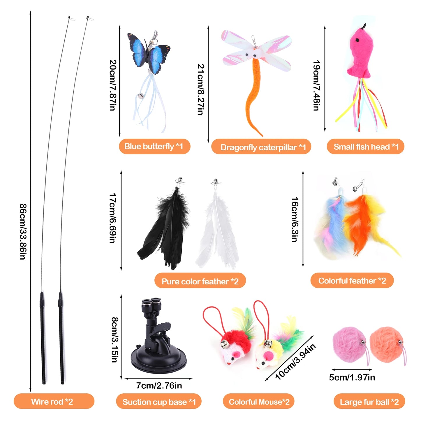 Pet Cat Toy Set Teaser Stick Set Multifunction Interactive Cat Toy Handfree Cat Toy Stick for Cat Training Playing Accessories