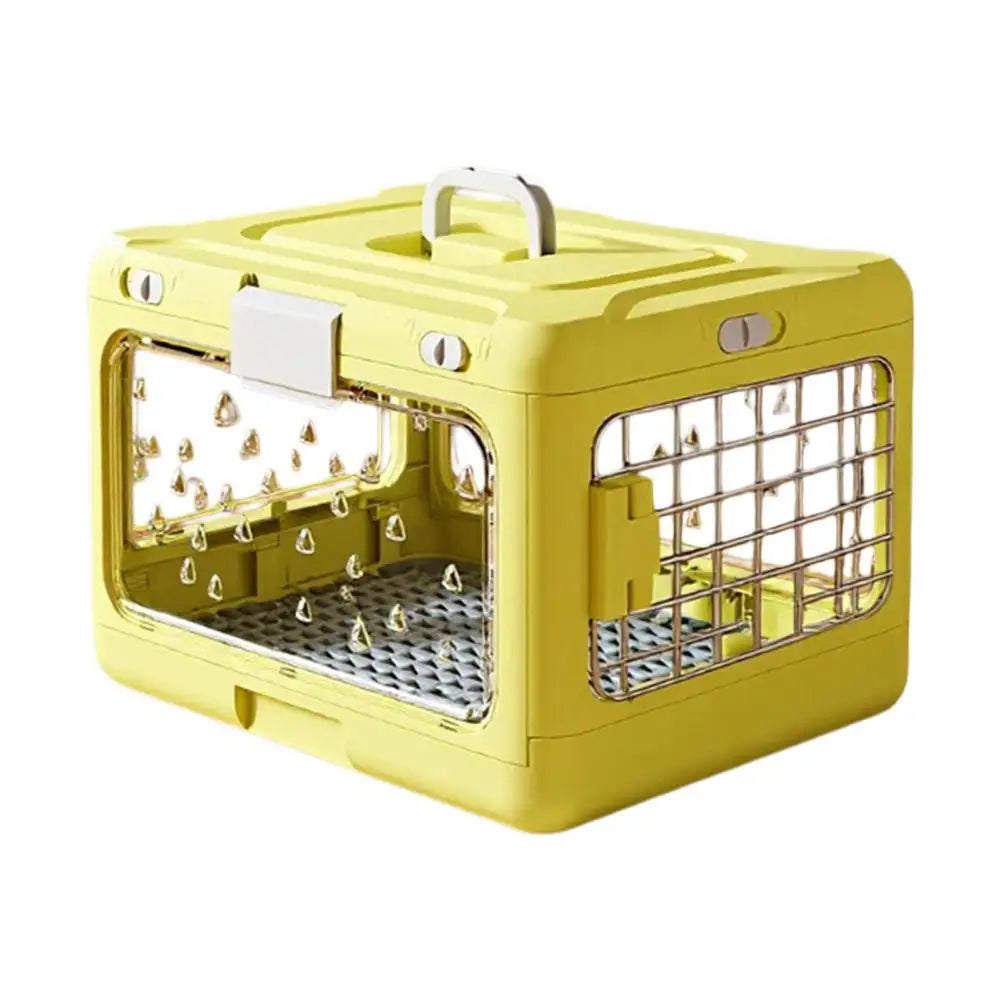 2 in 1 Collapsible Pet Travel Carrier Foldable Hard Plastic Cat Dog Kennel with Urine Pad for Outdoor Travel