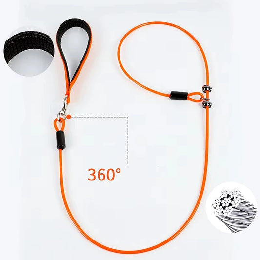 Dog Leash P Chain Steel Wire Leashes for Dog Walking Adjustable P Rope Comfortable Handle Dogs Leash Puppy Training Pet Supplies