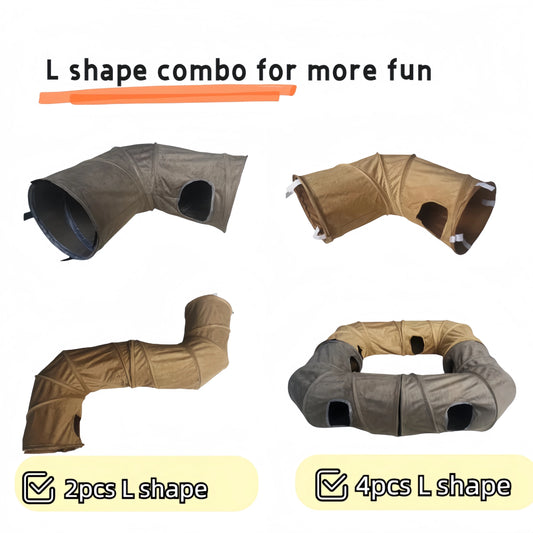 Collapsible Cat Winter Suede Tunnel for Puppy Rabbit Kitten Play Chase Hide Tunnel,Interactive Bedding Toy in 2 ways,3 ways, Cro