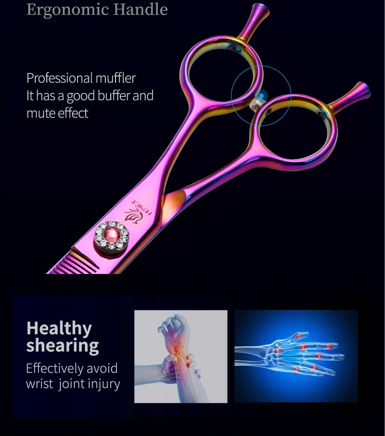 Fenice High-end 7.25 inch Professional Pet Dog Grooming Scissors Curved Thinning Chunker Shears for tijeras peluquería canina
