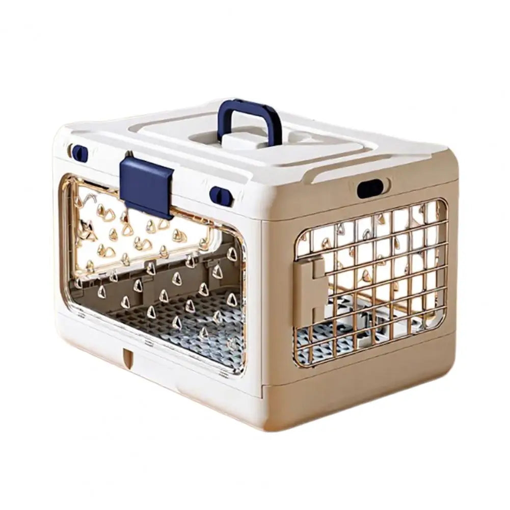 2 in 1 Collapsible Pet Travel Carrier Foldable Hard Plastic Cat Dog Kennel with Urine Pad for Outdoor Travel