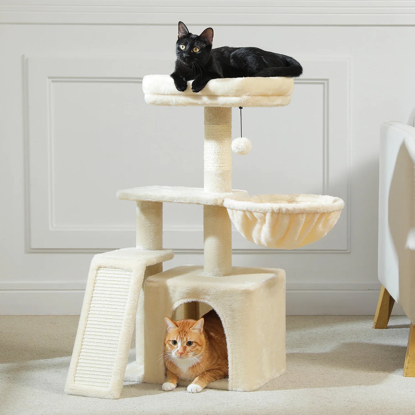 Cat tree Cat Tower for Indoor Cats 2 Styles Cat Activity Tree with Cat Scratching Posts Big Hammock and Removable Top Perch Grey