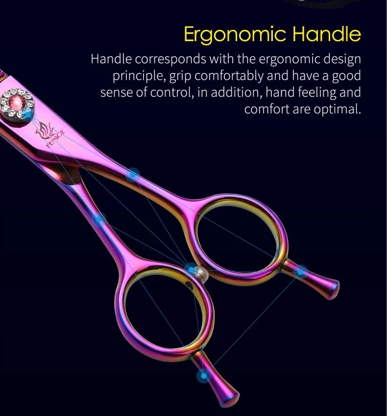 Fenice High-end 7.25 inch Professional Pet Dog Grooming Scissors Curved Thinning Chunker Shears for tijeras peluquería canina