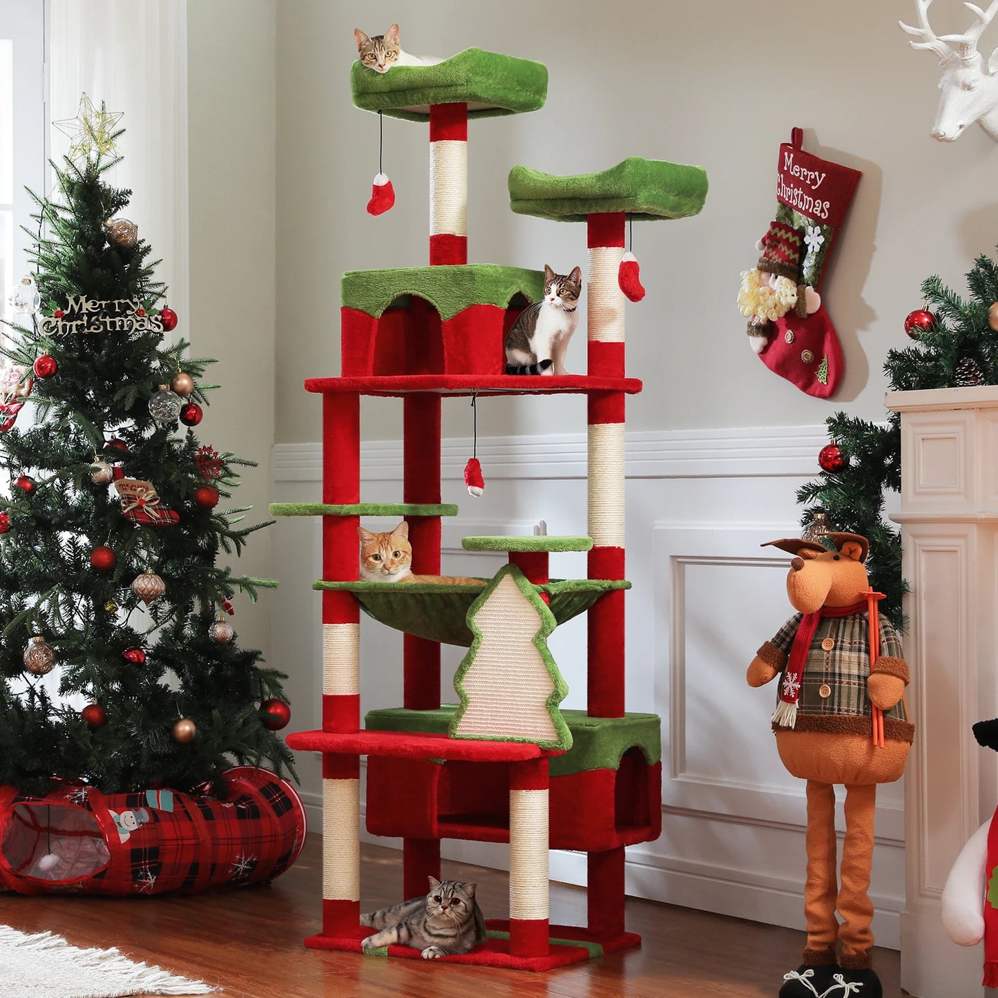 Large Cat Tree and Tower for Indoor Cats With Sisal-Covered Scratching Posts Spacious Hammock Padded Perches and Condos Cat Toys