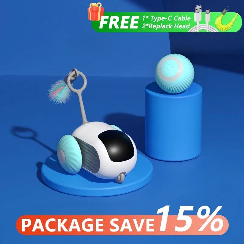 Smart Cat Toy Car Interactive Cat Toy Ball Automatic Rolling Remote Control Toy Car Indoor Cat Accessories Pet Kitten Supplies