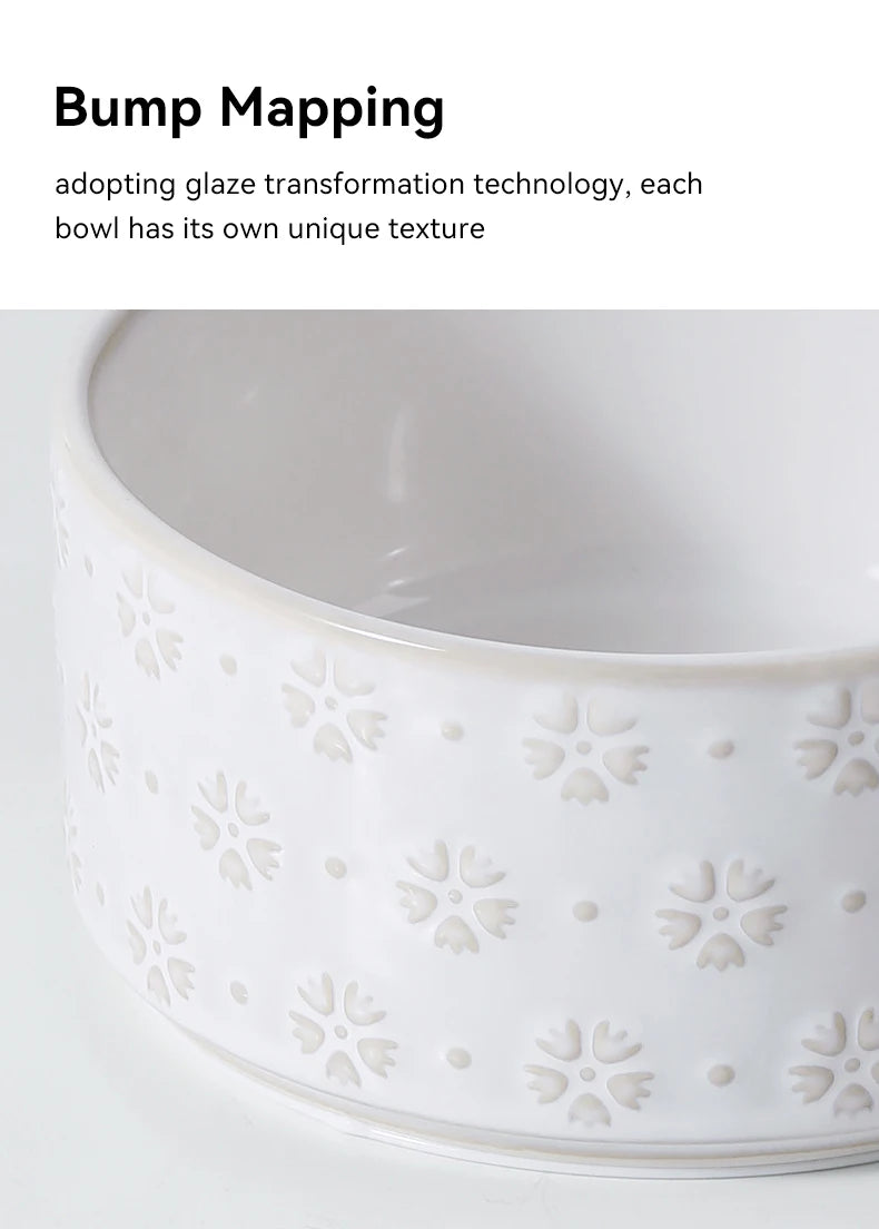 Ceramic Dog Bowl Set with Wooden Stand 1200ml 1800ml Anti Slip Pet Feeder for Medium Large Dogs Elevated Double Food Water Dish