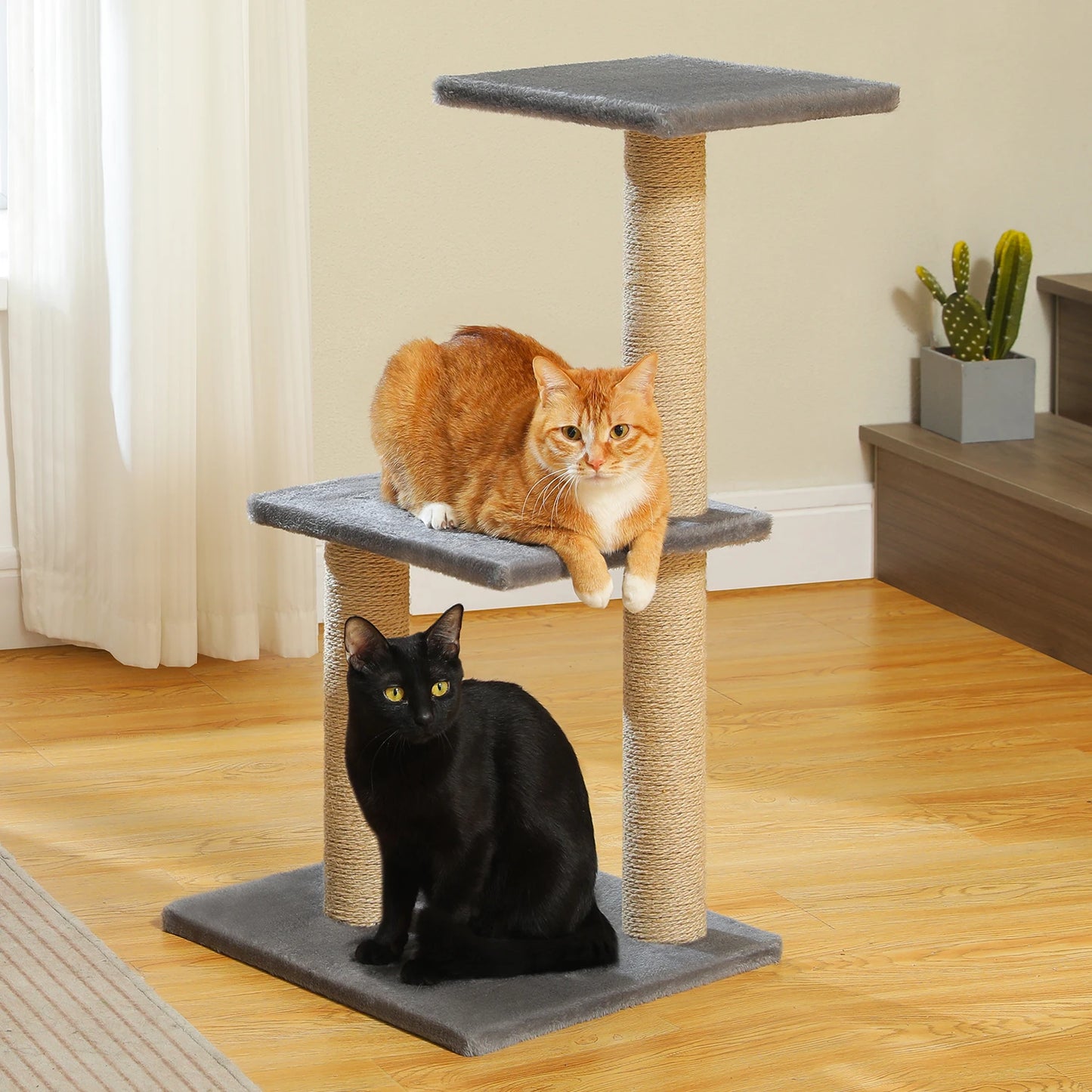Cat tree Cat Tower for Indoor Cats 2 Styles Cat Activity Tree with Cat Scratching Posts Big Hammock and Removable Top Perch Grey