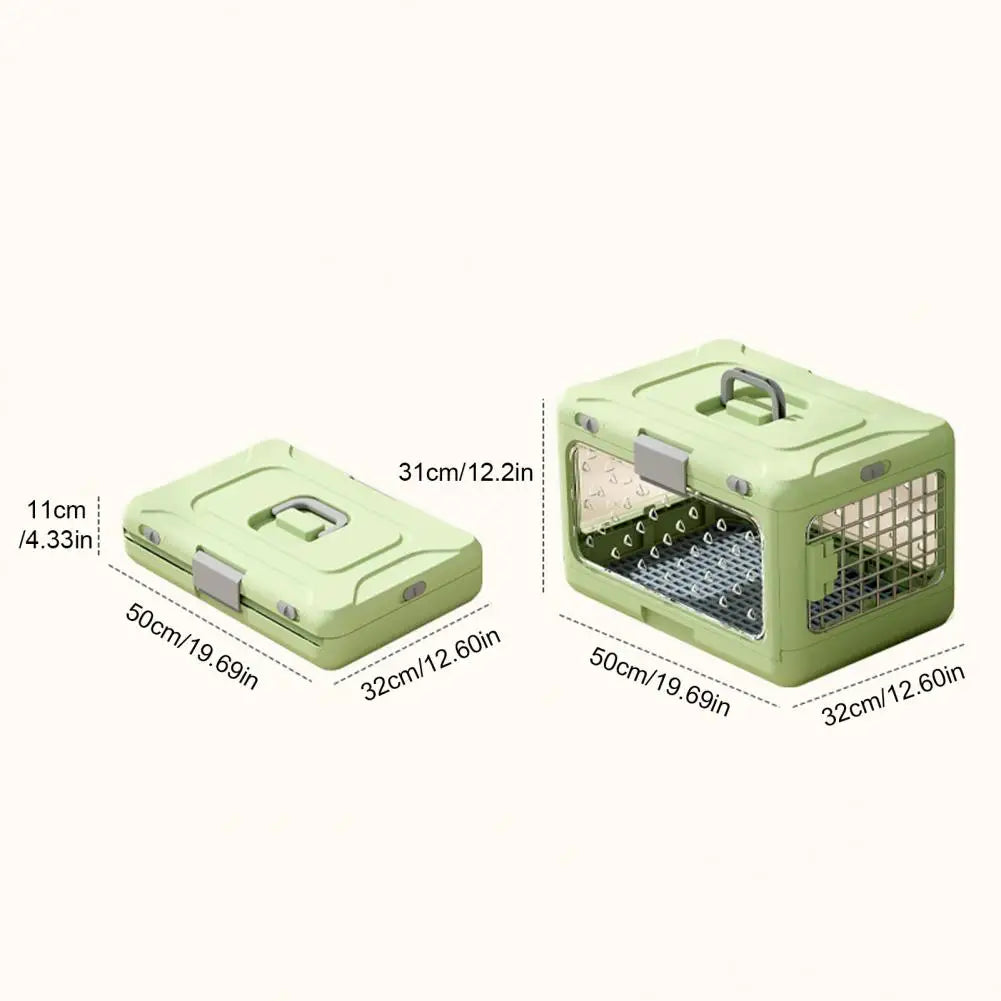 2 in 1 Collapsible Pet Travel Carrier Foldable Hard Plastic Cat Dog Kennel with Urine Pad for Outdoor Travel