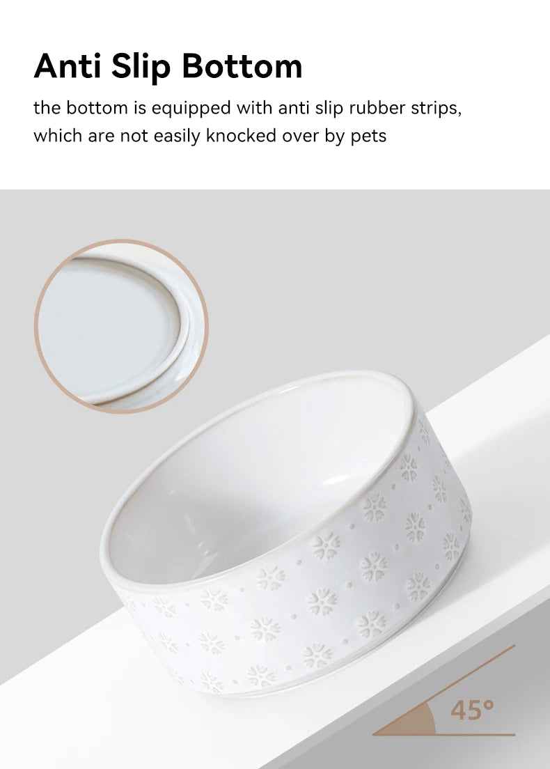 Ceramic Dog Bowl Set with Wooden Stand 1200ml 1800ml Anti Slip Pet Feeder for Medium Large Dogs Elevated Double Food Water Dish