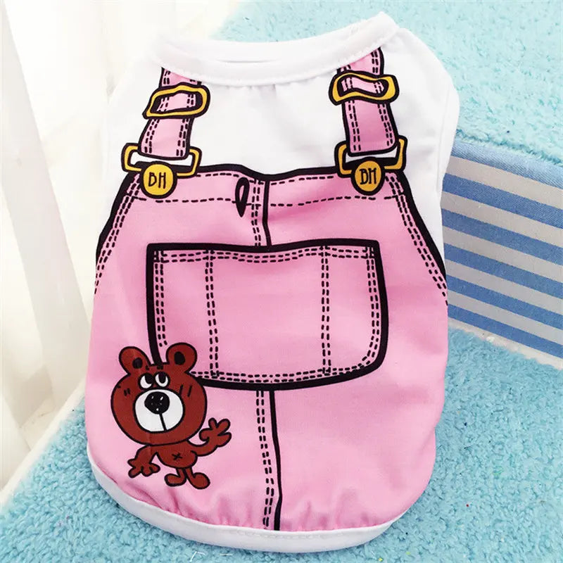 Cartoon Clothing Shirt Casual T-Shirt for Small Pet Supplies Puppy Dogs Soft Vests Summer Pet Dog Clothes