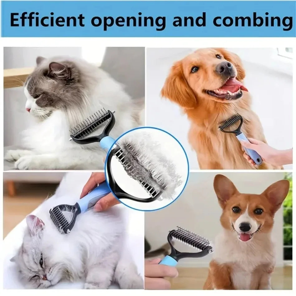 Double Sided Stainless Steel Pet Grooming Brush Dog Cat Hair Remover Comb Tangle Removal Pet Supplies