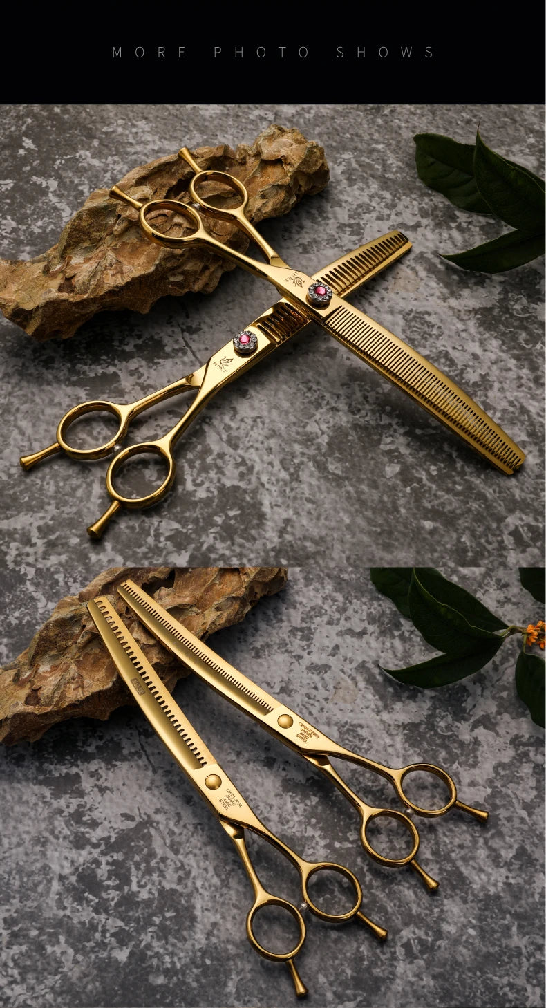 Fenice High-end 7.25 inch Professional Pet Dog Grooming Scissors Curved Thinning Chunker Shears for tijeras peluquería canina
